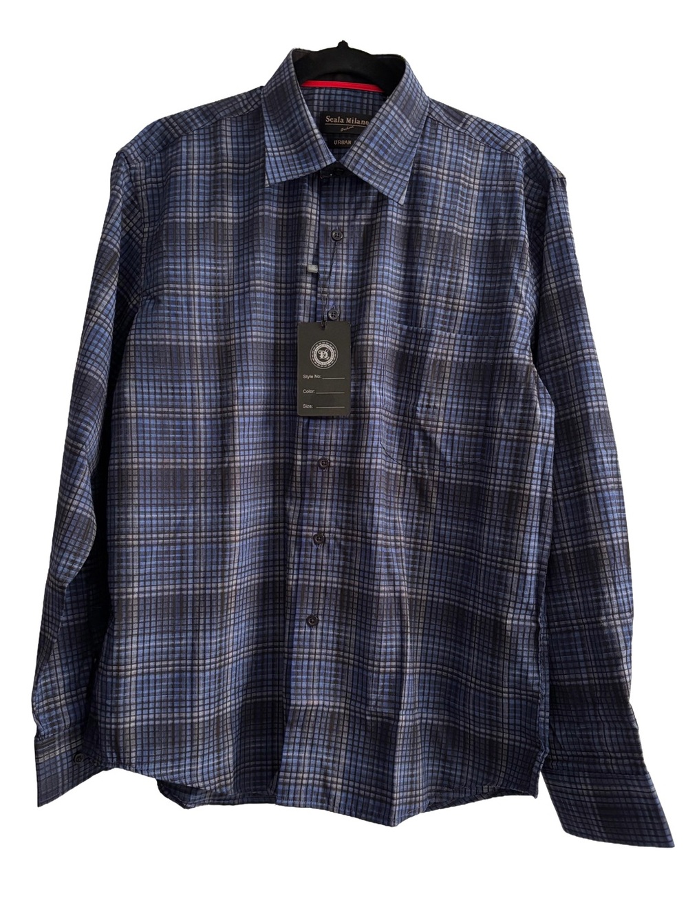 NWT Scala Milano Urban Fit Long Sleeve Dress Shirt - Blue/Black